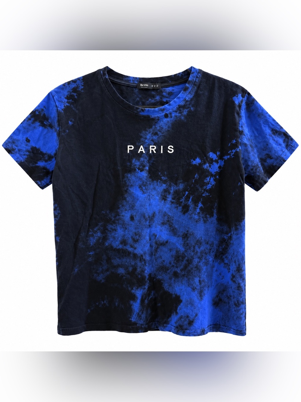 ROMWE Blue and Black Tie-Dye "PARIS" Short Sleeve Tee XS GUC